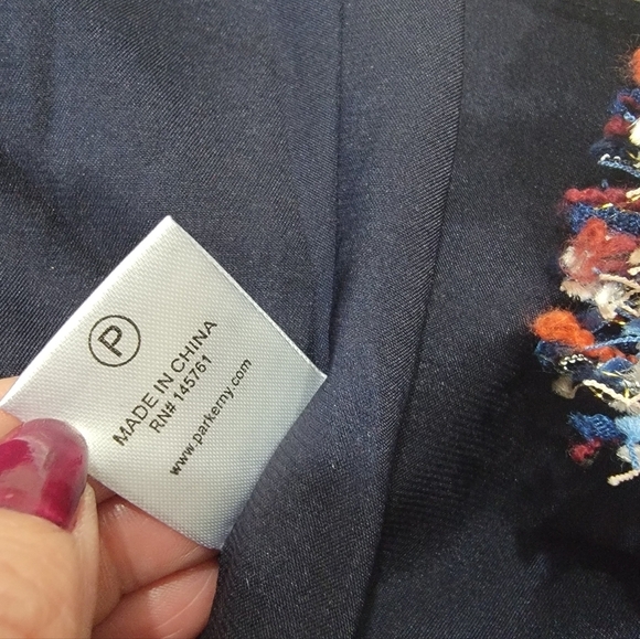 Parker Multi Color Tweed Skirt Velvet Ribbon tie Faux Wrap Size 4 - Picture 14 of 15